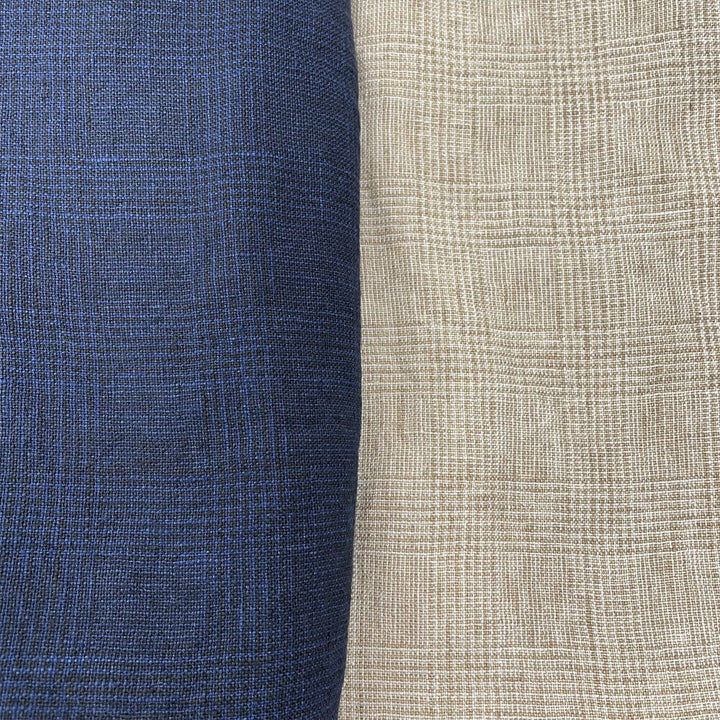 High Twisted Linen Glen Check Fabric Heavy Weight (6118 7240) - The Linen Lab - Dark Navy