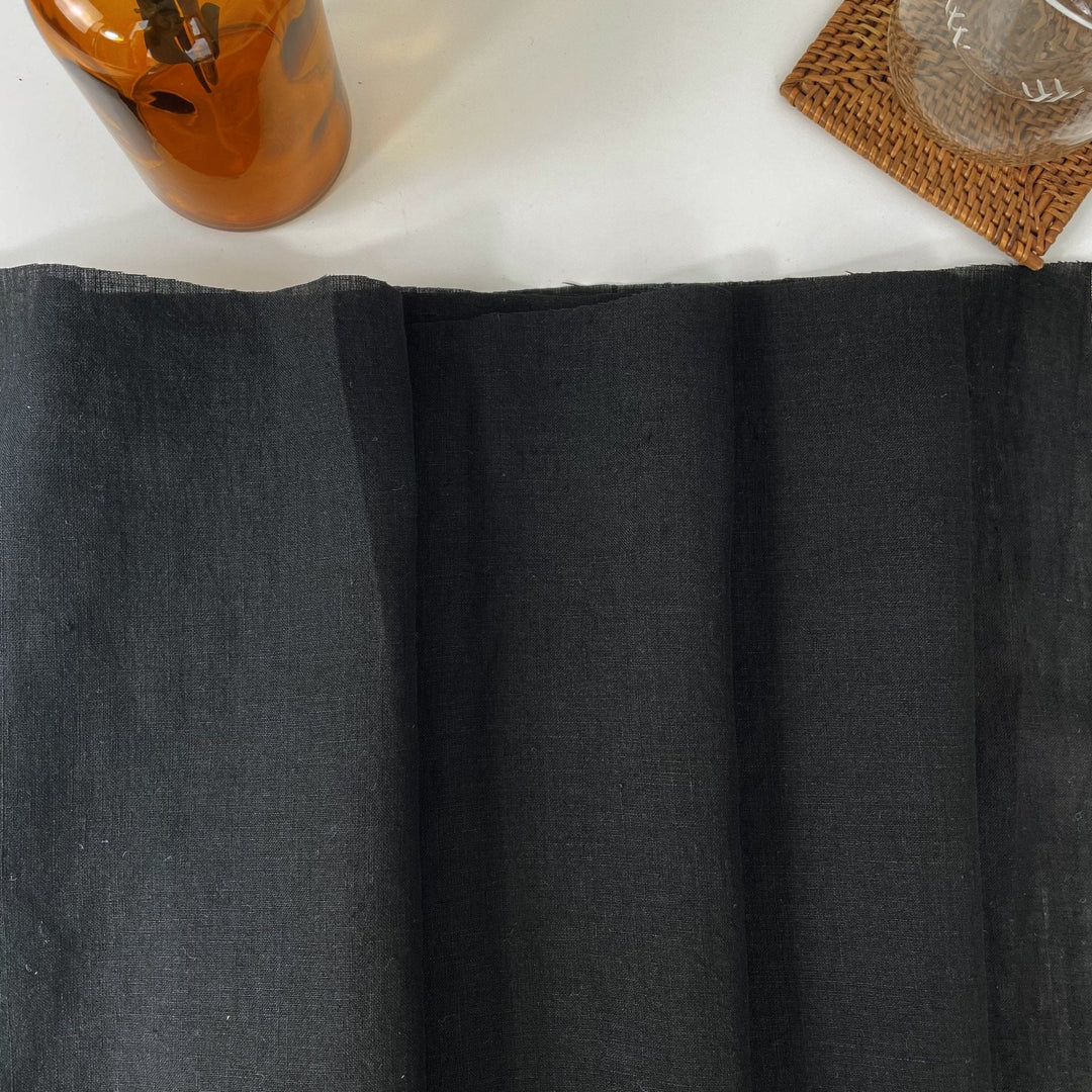 Light Weight High Twisted Linen Fabric 21s 6708 6195 6315 4895 - The Linen Lab - Black