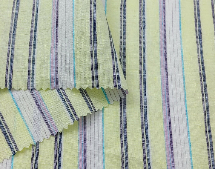 Light Weight Linen Ramie Fabric with Stripe Pattern 2106 - The Linen Lab - Yellow