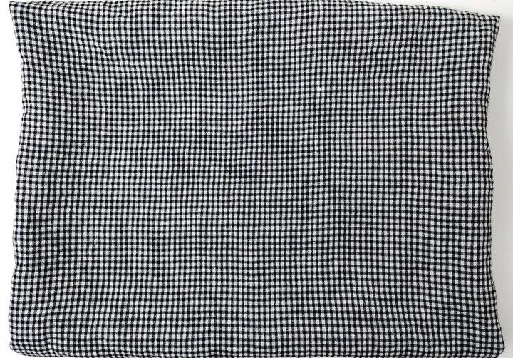 Light Weight Linen Tencel Fabric with Subtle Seersucker Gingham Check in Classic White & Black 6345 - The Linen Lab - Black & White