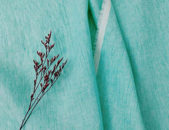 Lightweight 100% Linen Fabric: Two-Tone Chambray Elegance 7632 7746 - The Linen Lab - Mint