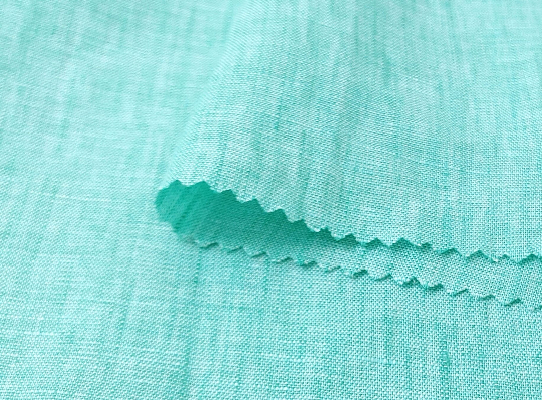 Lightweight 100% Linen Fabric: Two-Tone Chambray Elegance 7632 7746 - The Linen Lab - Mint