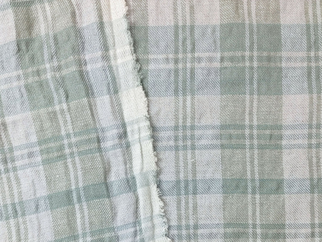 Linen Blend Plaid Fabric with Distinctive Wrinkle Effect 6388 6389 - The Linen Lab - Yellow