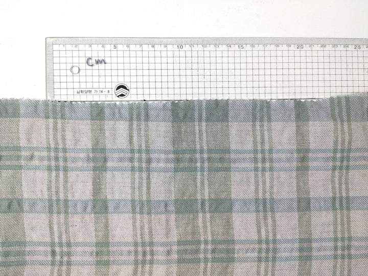 Linen Blend Plaid Fabric with Subtle Wrinkle and Subtle Stretch 6389 - The Linen Lab - Green