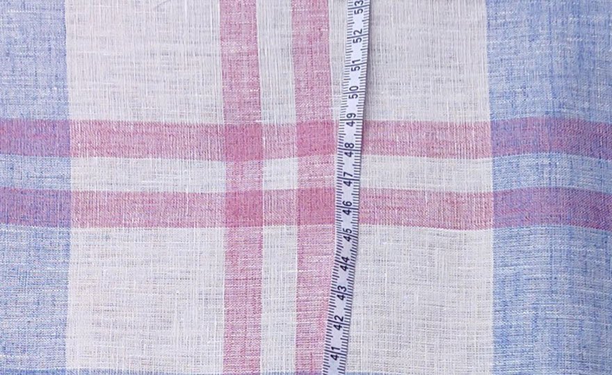 Linen Blue Big Check Fabric (4849) - The Linen Lab - Blue