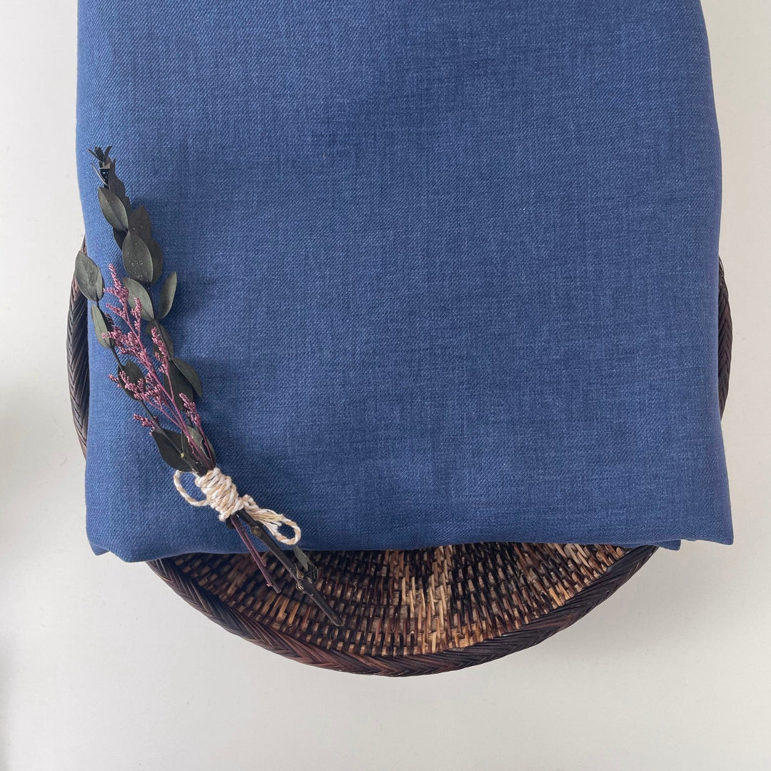 Linen Blue Twill Fabric 3943 - The Linen Lab - Blue