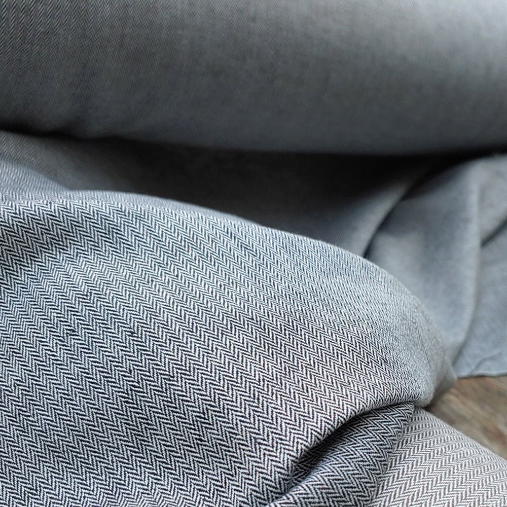 Linen Cotton HBT Chambray Fabric (2750 2417) - The Linen Lab - Grey