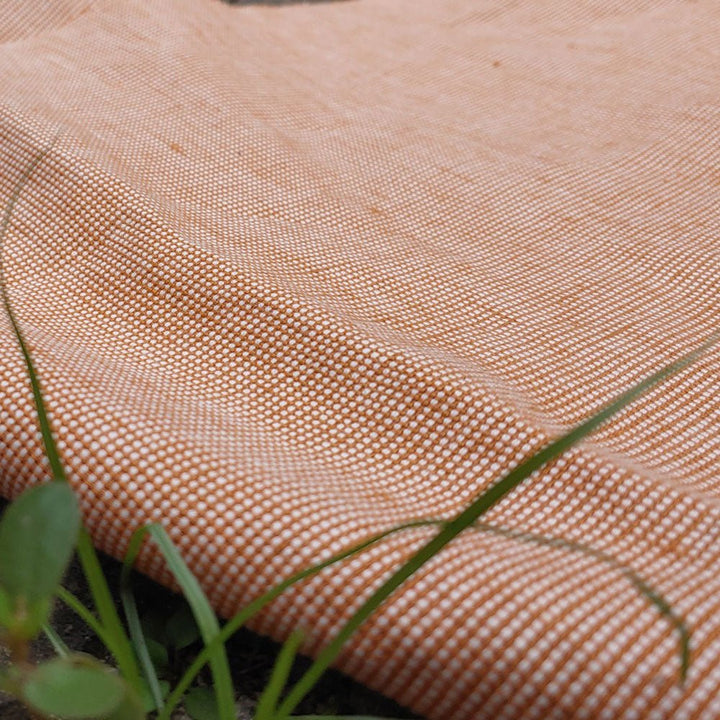 Linen Cotton Orange Dot Fabric (6869) - The Linen Lab - Orange
