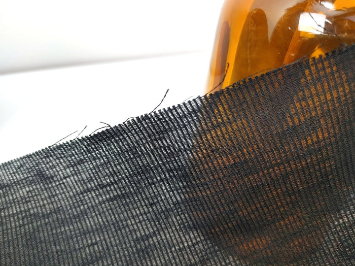 Linen Cotton Sheer Stripe Fabric Black Color 6947 - The Linen Lab - Black