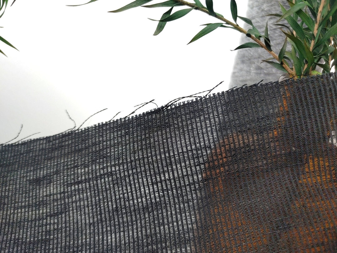 Linen Cotton Sheer Stripe Fabric Black Color 6947 - The Linen Lab - Black