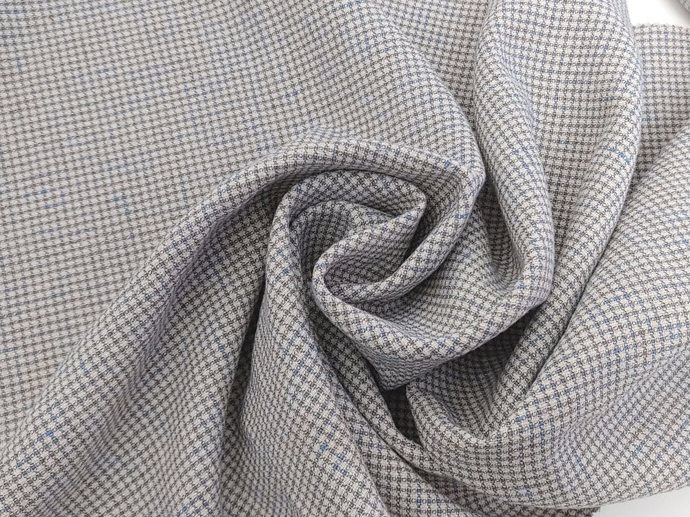 Linen Cotton Small Check Fabric Heavy Weight 7236 - The Linen Lab - Blue