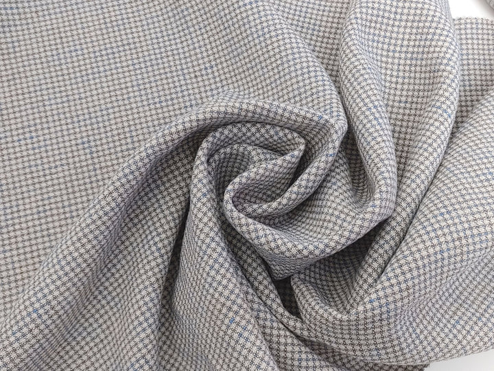 Linen Cotton Small Check Fabric Heavy Weight 7236 - The Linen Lab - Blue