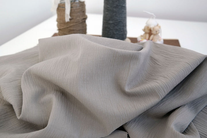 Linen Cotton Span Stretch Fabric with Wrinkle Effect 1652 - The Linen Lab - Beige 1652