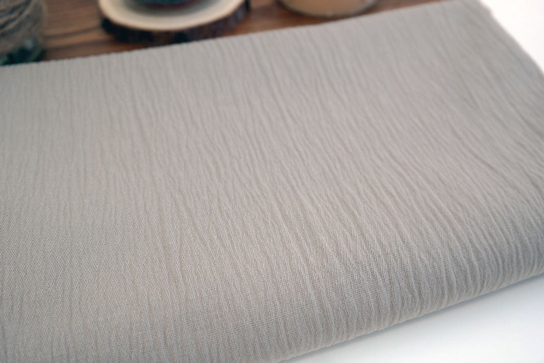 Linen Cotton Span Stretch Fabric with Wrinkle Effect 1652 - The Linen Lab - Beige 1652