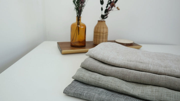 Linen Dot Shape Fabric (7171 7172 2829 4751) - The Linen Lab - beige