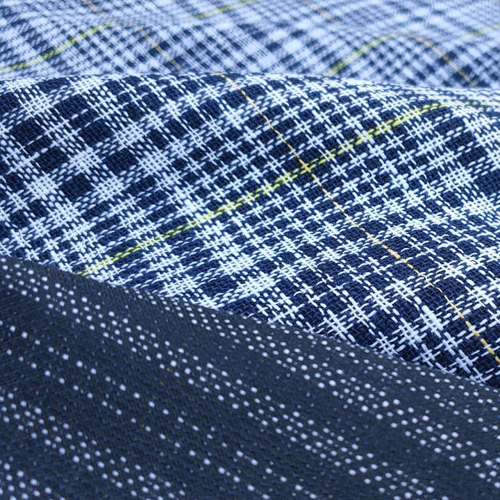 Linen Double Face Glen Plaid Fabric (5983) - The Linen Lab - Navy