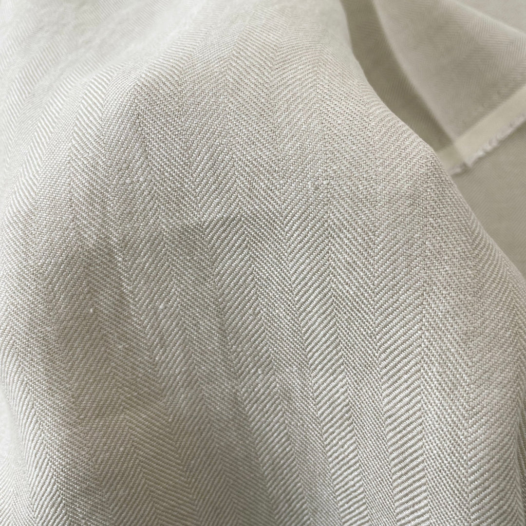 Linen Fabric HBT Herringbone Twill 6862 - The Linen Lab - Beige