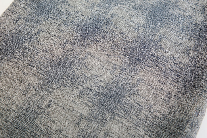 Linen Geometric Jacquard Fabric (6649) - The Linen Lab - Navy