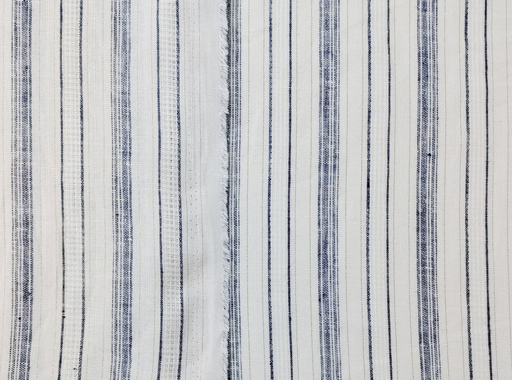 Linen Gold Lurex Dobby Stripe Fabric 1547 74 - The Linen Lab - Ivory
