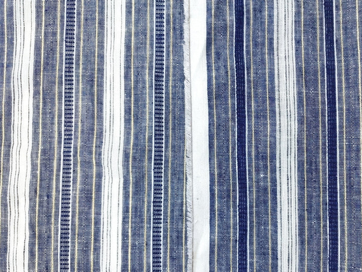 Linen Gold Lurex Dobby Stripe Fabric 1547 74 - The Linen Lab - Ivory