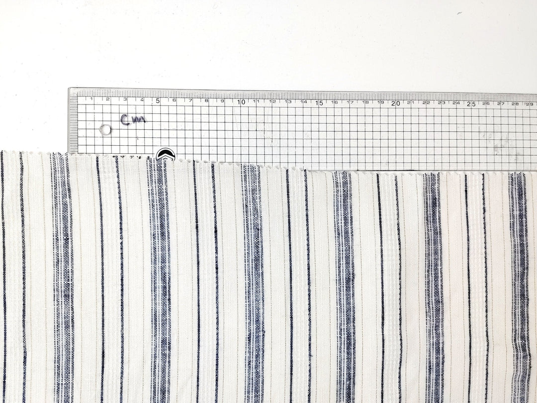 Linen Gold Lurex Dobby Stripe Fabric 1547 74 - The Linen Lab - Ivory