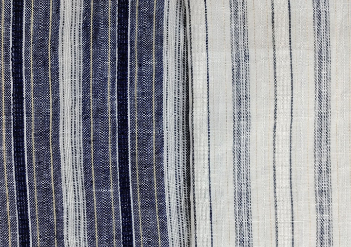 Linen Gold Lurex Dobby Stripe Fabric 1547 74 - The Linen Lab - Ivory