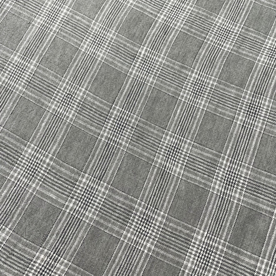 Linen Grey Check Fabric 6634 - The Linen Lab - Grey