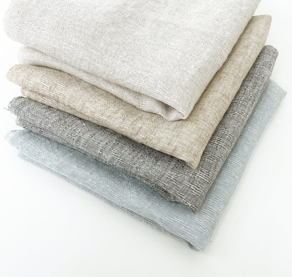 Linen Jacquard Multi Pattern Fabric - The Linen Lab - White