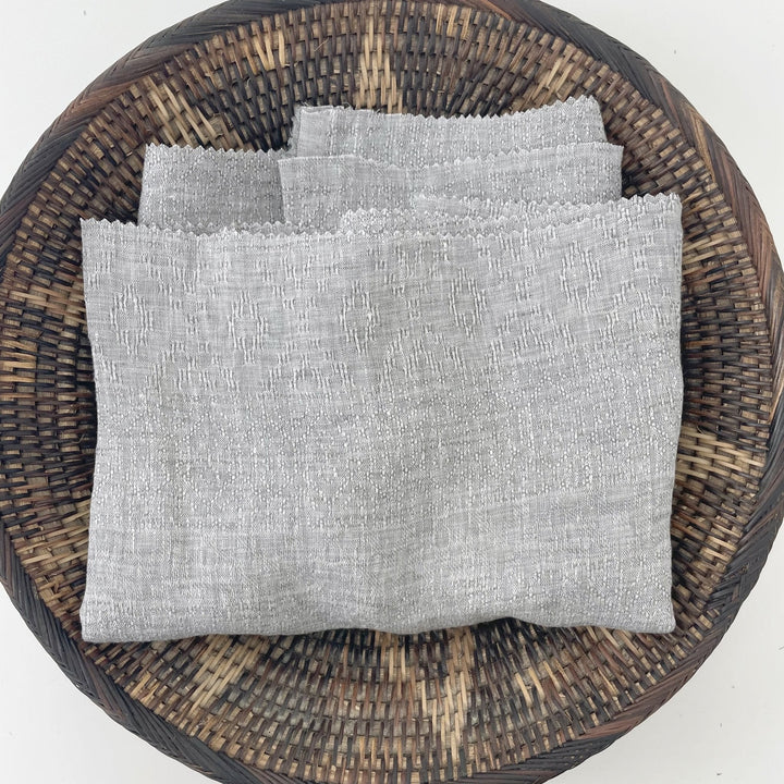 Linen Jacquard Multi Pattern Fabric - The Linen Lab - Blue
