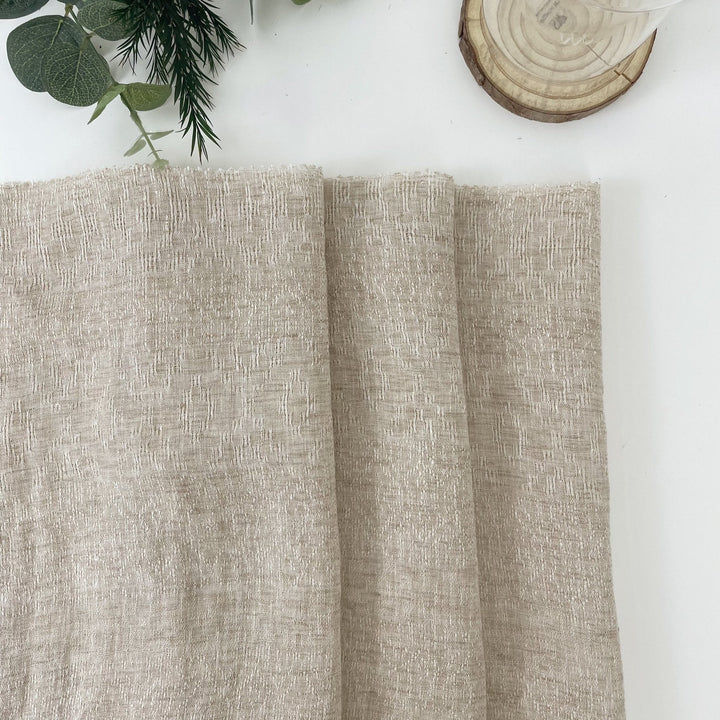 Linen Jacquard Multi Pattern Fabric - The Linen Lab - Beige
