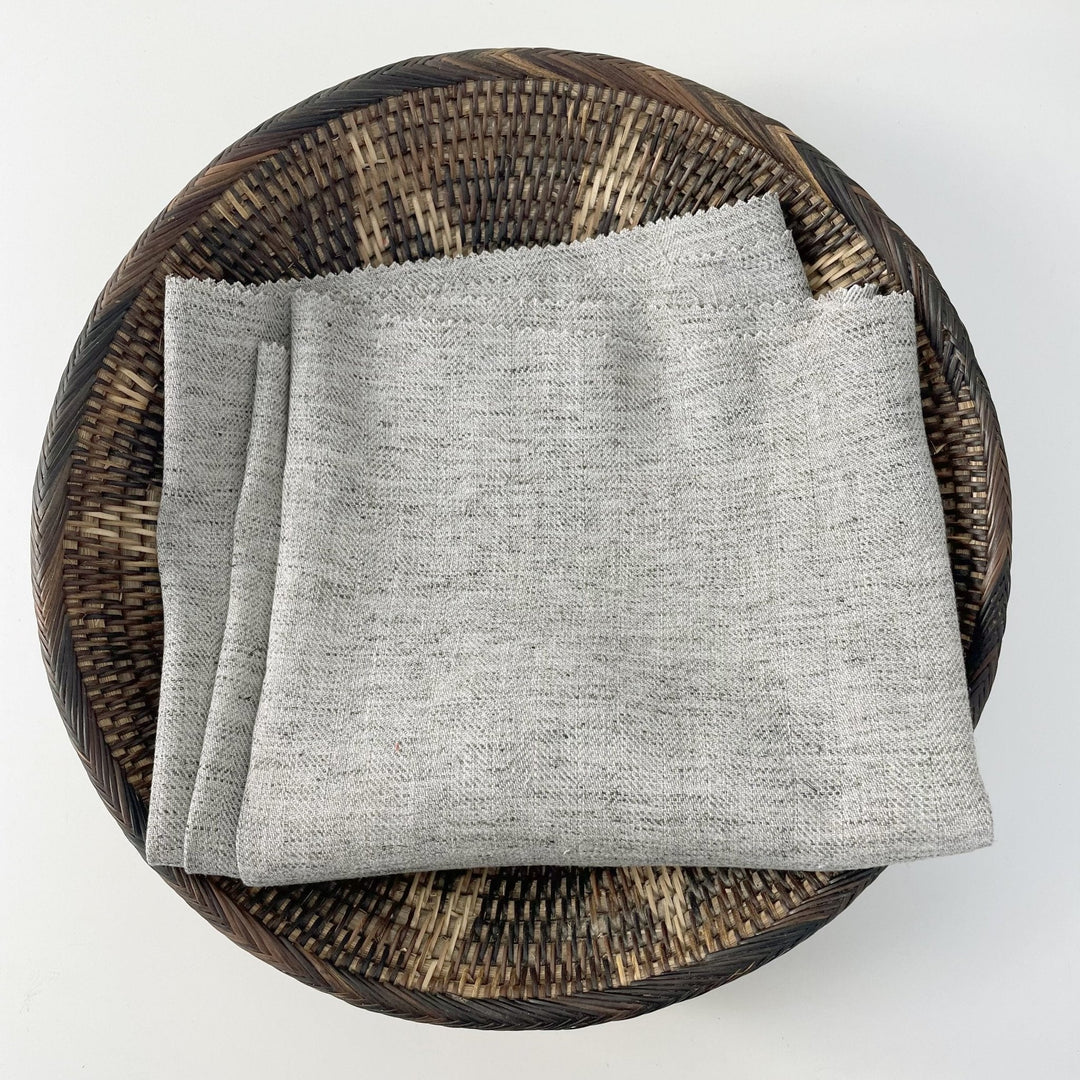 Linen Melange Fabric HBT Herringbone Twill (6667 6668) - The Linen Lab - Grey