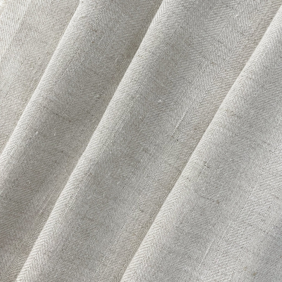 Linen Melange Fabric HBT Herringbone Twill (6667 6668) - The Linen Lab - Light Natural