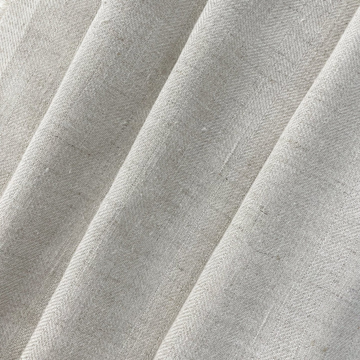 Linen Melange Fabric HBT Herringbone Twill (6667 6668) - The Linen Lab - Light Natural