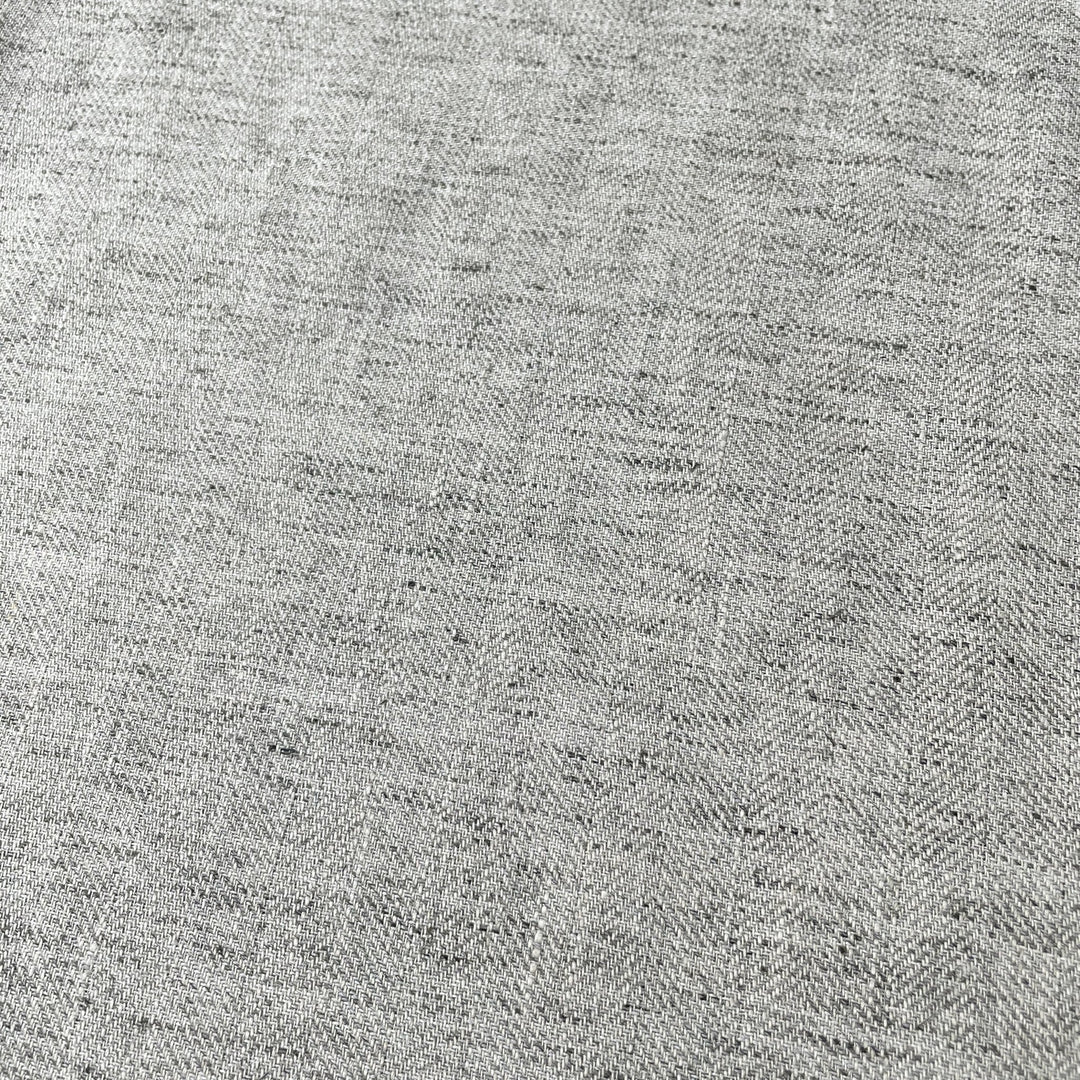 Linen Melange Fabric HBT Herringbone Twill (6667 6668) - The Linen Lab - Grey