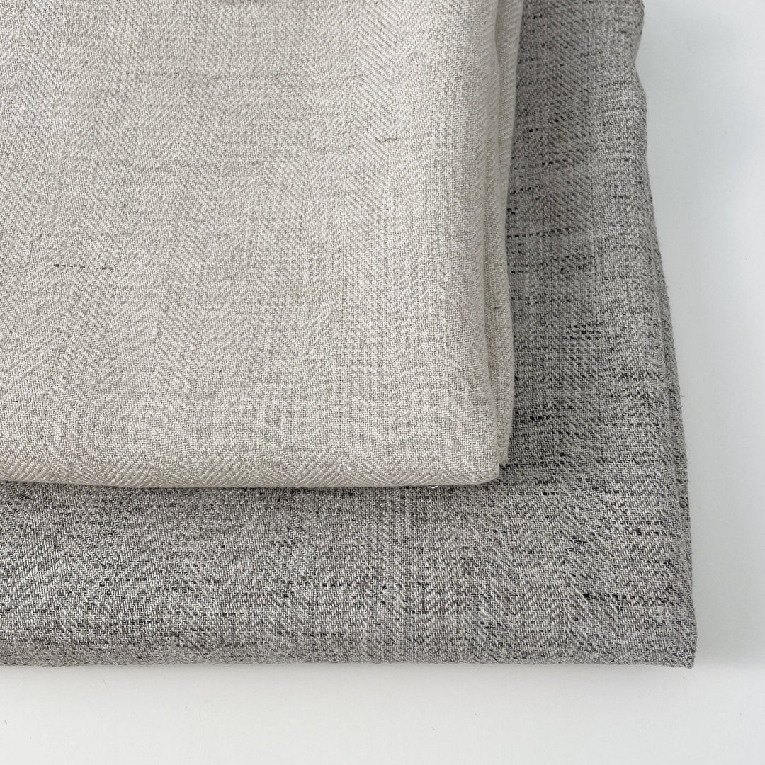 Linen Melange Fabric HBT Herringbone Twill (6667 6668) - The Linen Lab - Light Natural