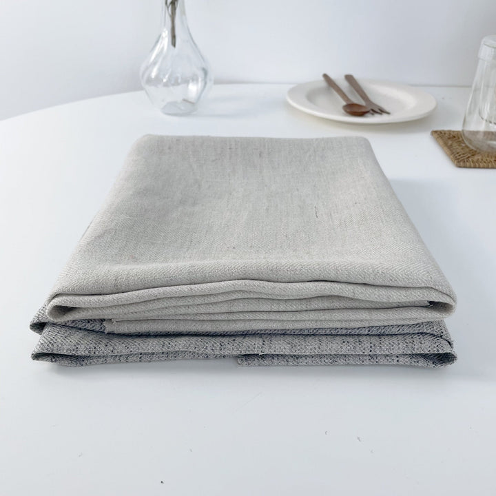 Linen Melange Fabric HBT Herringbone Twill (6667 6668) - The Linen Lab - Grey