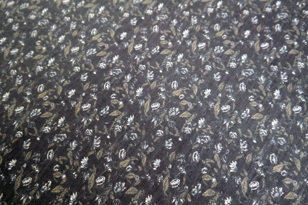Linen Navy Flower Print (7374) - The Linen Lab - blue