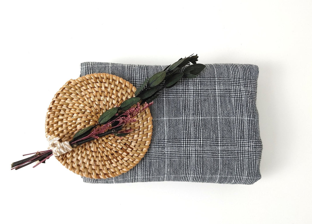 Linen Ramie Rayon Glen Plaid Fabric: A Symphony of Elegance with High Twisted Yarns 6070 - The Linen Lab - Black