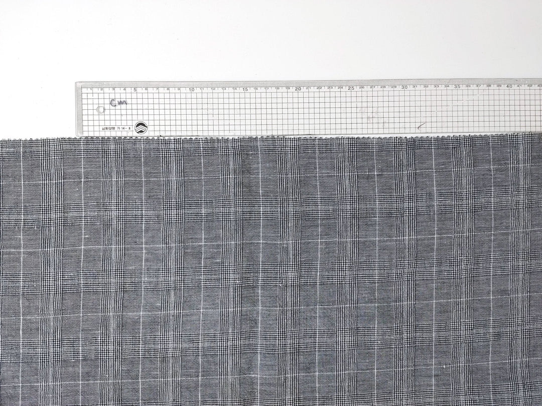 Linen Ramie Rayon Glen Plaid Fabric: A Symphony of Elegance with High Twisted Yarns 6070 - The Linen Lab - Black