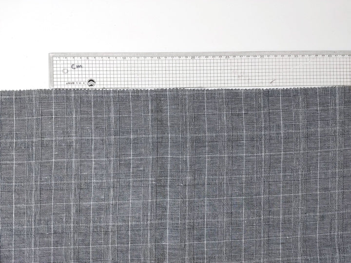 Linen Ramie Rayon Glen Plaid Fabric: A Symphony of Elegance with High Twisted Yarns 6070 - The Linen Lab - Black