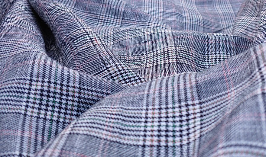 Linen Rayon Multi Glen Plaid Fabric (6658) - The Linen Lab - Glen Plaid