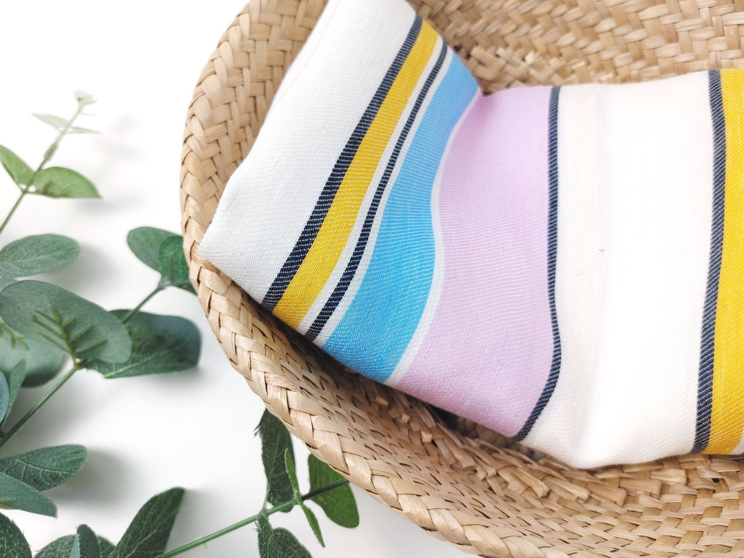 Linen Rayon Multi Stripe Twill Fabric 6010 - The Linen Lab - Pink