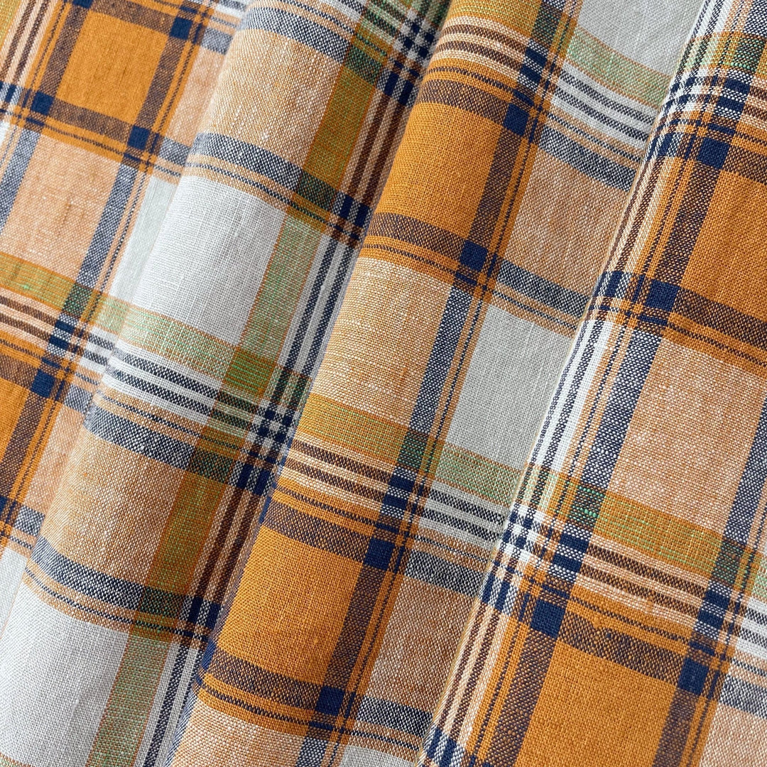 Linen Red Orange Big Check Fabric 7131 7130 - The Linen Lab - 7130 RED