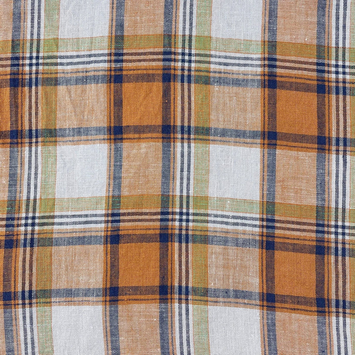 Linen Red Orange Big Check Fabric 7131 7130 - The Linen Lab - 7131 ORANGE