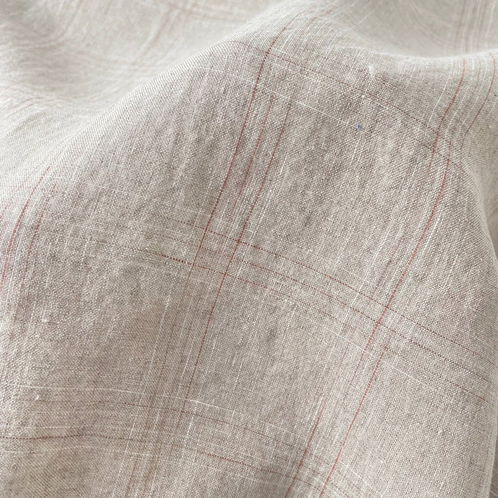 Linen Spaced Dyed Check Fabric 7347 - The Linen Lab - 7347 NATURAL