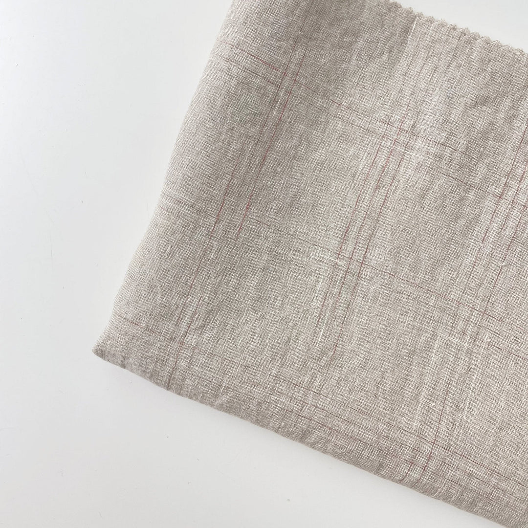 Linen Spaced Dyed Check Fabric 7347 - The Linen Lab - 7347 NATURAL