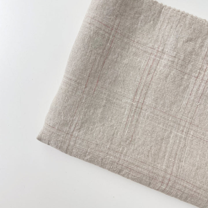 Linen Spaced Dyed Check Fabric 7347 - The Linen Lab - 7347 NATURAL