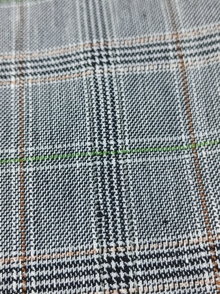 Linen Stretch Plaid Twill Fabric 6230 7828 - The Linen Lab - Pink