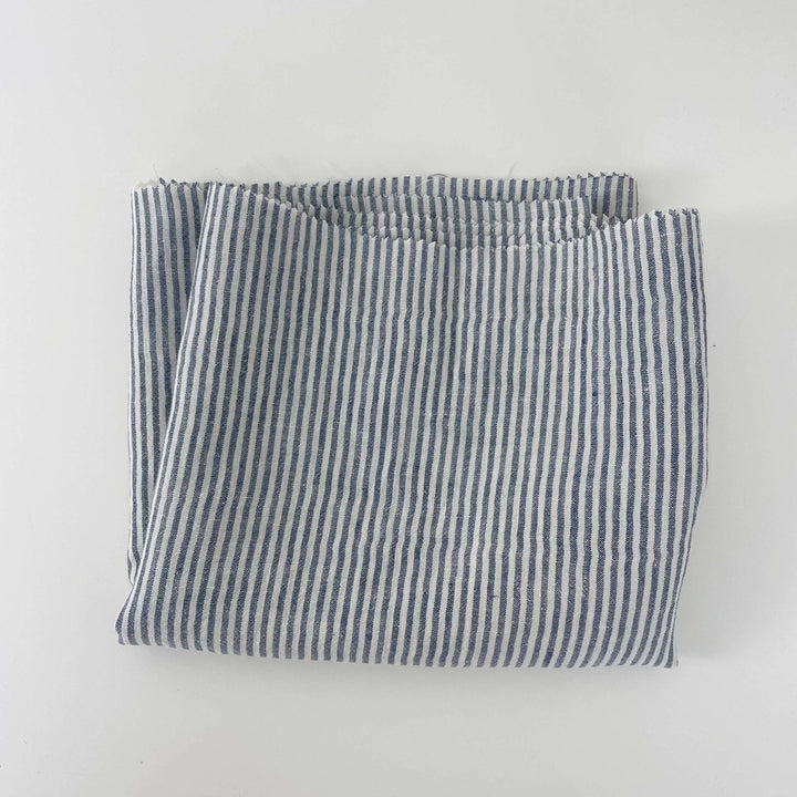 Linen Thin Stripe Fabric 6267 6495 6496 - The Linen Lab - Blue