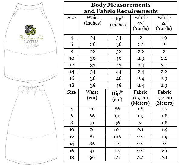 Lotus Jar Skirt Pattern Digital File Download (Free with Fabric Purchase) - The Linen Lab -